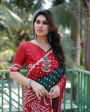 Red Pure Bandhej Silk Saree with Tissue Pallu