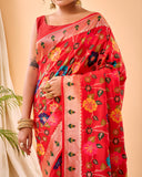 Red Color Pure Paithani Silk Saree with Jaal Design