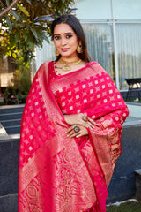 Red Soft Satin Silk Sarees For Wedding