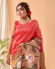 Red Color Paithani Silk Sari