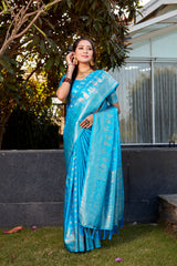 Sky Soft Satin Silk Sarees For Wedding