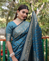 Handloom Sky Blue Silk Bandhej Patola Sarees with Kanchi Borders