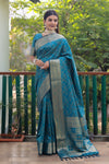 Elegant Sky Blue Handloom Silk Bandhej Patola Sarees with Kanchi Borders & Unstitched Blouse.