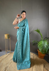 Sky Color Pure Matka Silk Soft Saree For Weddings