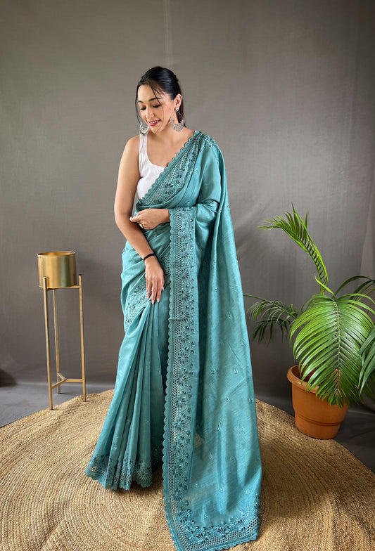 Sky Color Pure Matka Silk Soft Saree For Weddings