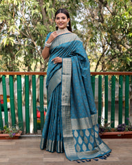 Exquisite Sky Blue  Pure Silk Bandhej Patola Sarees Featuring Rich Zari Weaving and Contrasting Borders With Unstitched Blouse Piece.