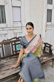 Blue Soft Bhagalpuri Silk Saree with Classic Pichwai Print Border