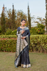 Teal Color Kanjivaram Soft Satin Silk Saree