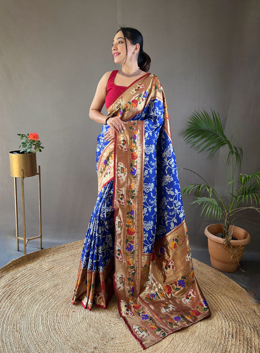 Violate Lucknowi Weaving Saree with Paithani and Patola Fusion