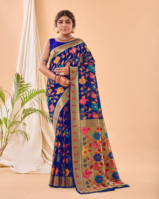 Violate Color Pure Paithani Silk Saree with Jaal Design