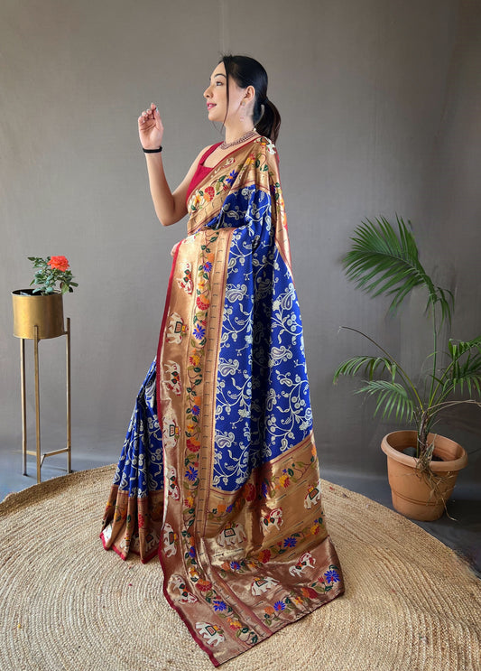 Violate Lucknowi Weaving Saree with Paithani and Patola Fusion