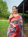 Violate Color Pure Paithani Saree with Unstitched Blouse