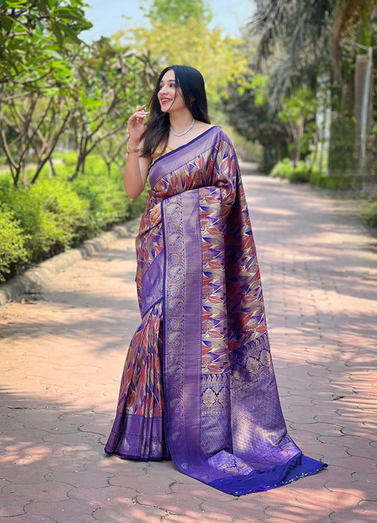 Light Purple  Kanchipattu Silk Saree