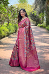 Wine Color Kanchipattu Silk Saree