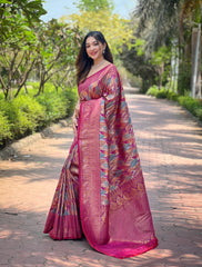 Wine Color Kanchipattu Silk Saree