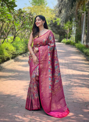 Wine Color Kanchipattu Silk Saree