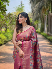 Wine Color Kanchipattu Silk Saree