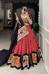 Red Color Navratri lehenga choli with Gamthi and Mirror Work