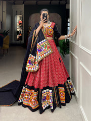 Red Color Navratri lehenga choli with Gamthi and Mirror Work