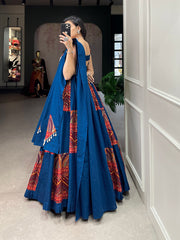 Blue Color Printed Garba lehenga Choli