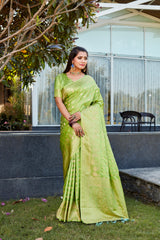 Yellow Soft Satin Silk Sarees For Wedding