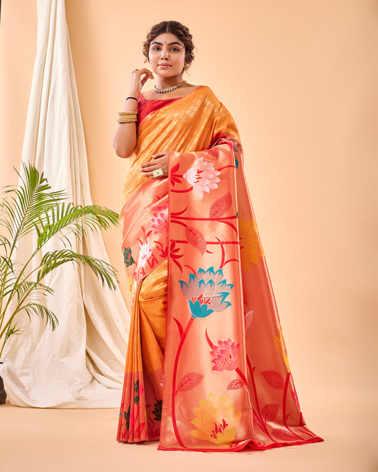 Yellow Color Paithani Silk Sari