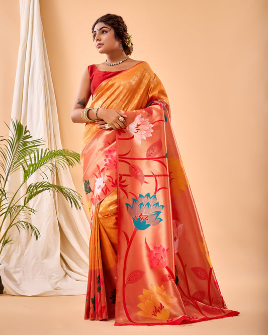 Yellow Color Paithani Silk Sari