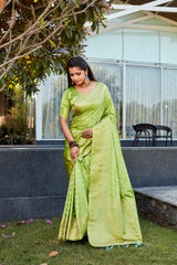 Yellow Soft Satin Silk Sarees For Wedding