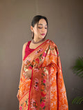 Yellow Lucknowi Weaving Saree with Paithani and Patola Fusion