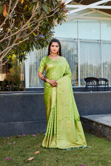 Yellow Soft Satin Silk Sarees For Wedding