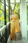 Yellow Digital Printed Soft Silk Partywear Saree