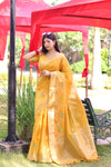 Resham Silk Yellow Linen Saree