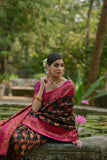 Black Pashmina Silk Kashmiri Weaving Saree