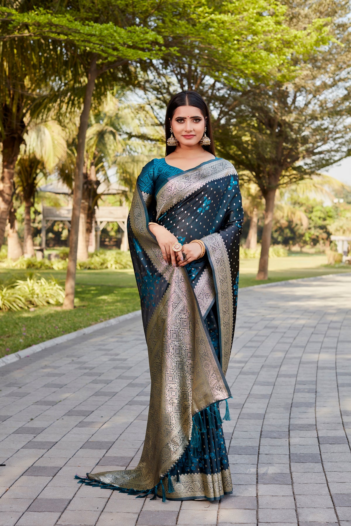 Blue Color Kanjivaram Soft Satin Silk Saree