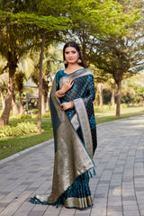 Blue Color Kanjivaram Soft Satin Silk Saree