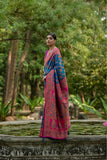 Blue Pashmina Silk Kashmiri Weaving Saree