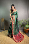 dark Green Soft Rangeen Patola Silk Saree