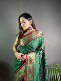 dark Green Soft Rangeen Patola Silk Saree
