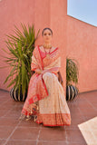 Cream Banarasi Silk Paithani Saree with Zari Weaving