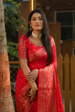 Dark Pink Color Handmade Bandhej Kanjivaram Silk Saree