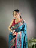 Blue Color Soft Rangeen Patola Silk Saree