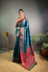 Blue Color Soft Rangeen Patola Silk Saree