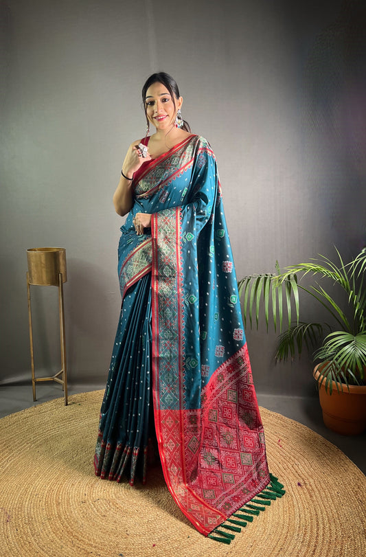 Blue Color Soft Rangeen Patola Silk Saree