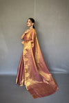 Bronze Color Tissue Silk Saree with Jacquard Zari Weaving