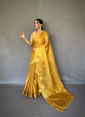 Gold Tissue Silk Saree with Jacquard Zari Weaving