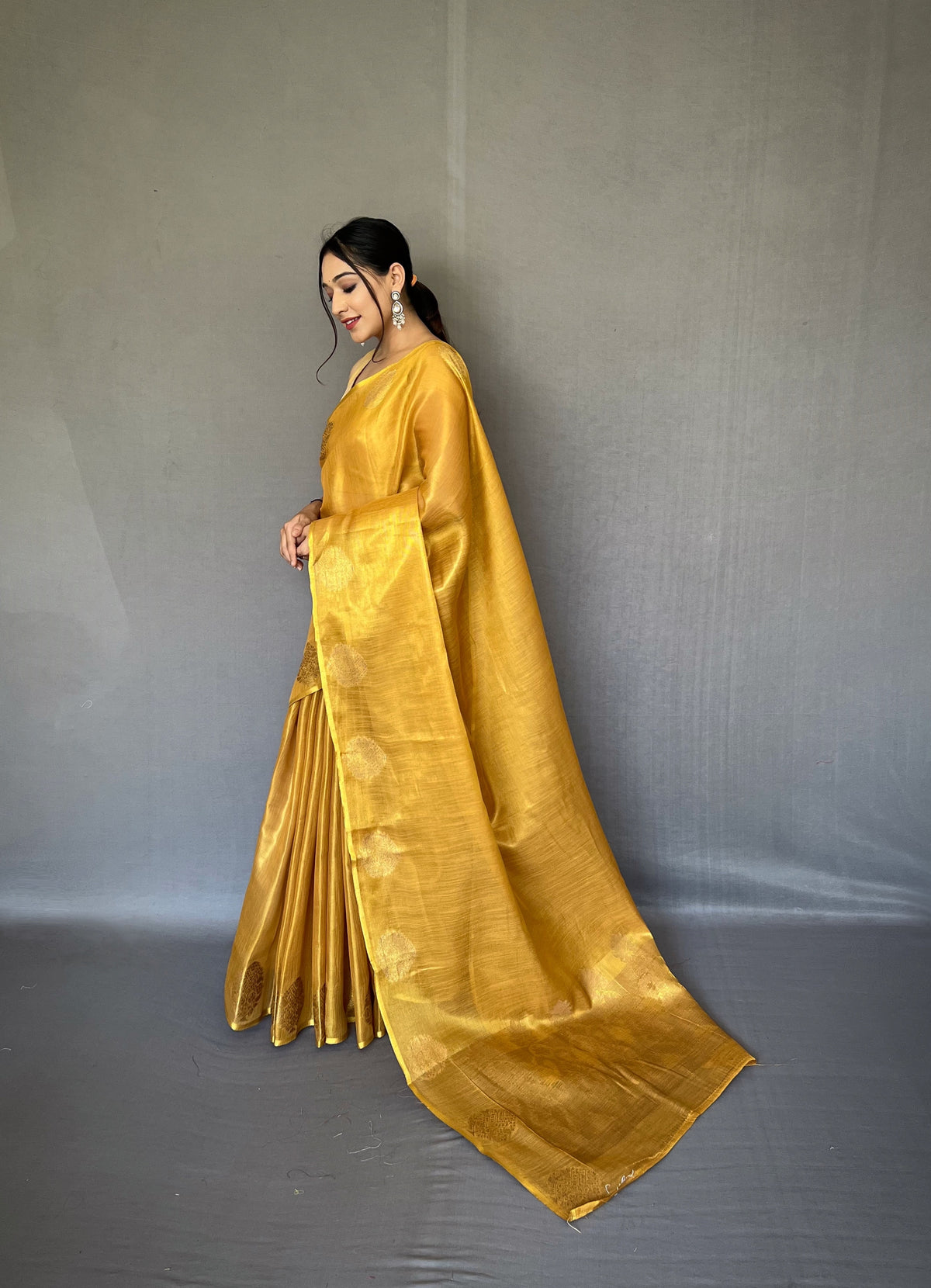 Gold Tissue Silk Saree with Jacquard Zari Weaving