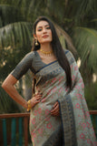 Gray Original Kanjivaram Soft Silk Saree