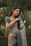 Gray Original Kanjivaram Soft Silk Saree