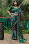 Elegant Gray Bandhej Silk Sarees | Premium Quality with Zari Weaving, Rich Pallu, and Broad Border Design.