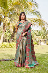 Green Original Kanjivaram Soft Silk Saree